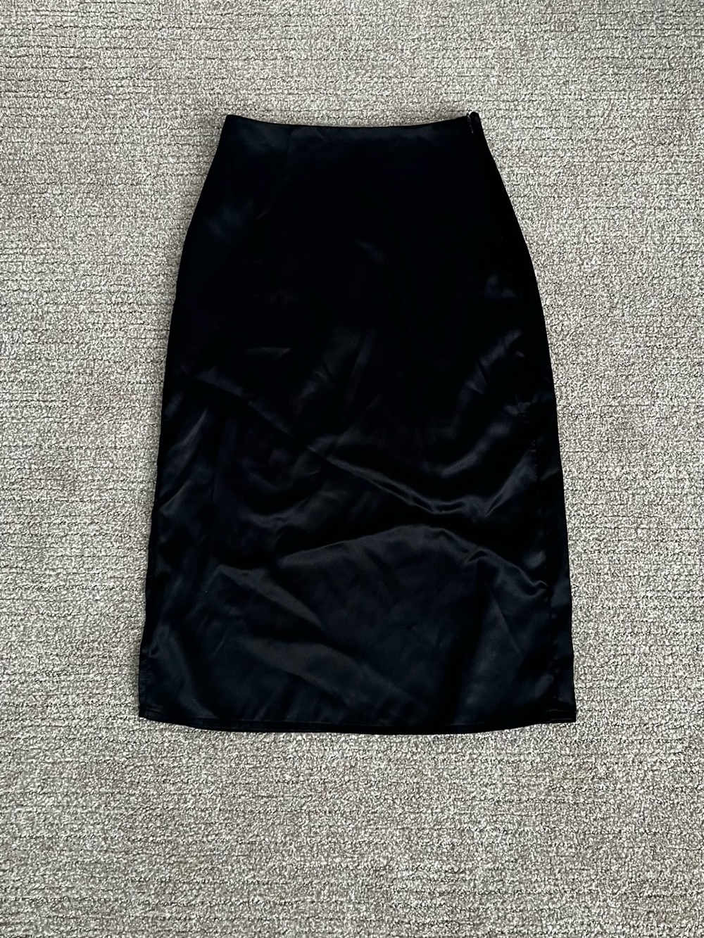Classic Black Satin Pencil Skirt